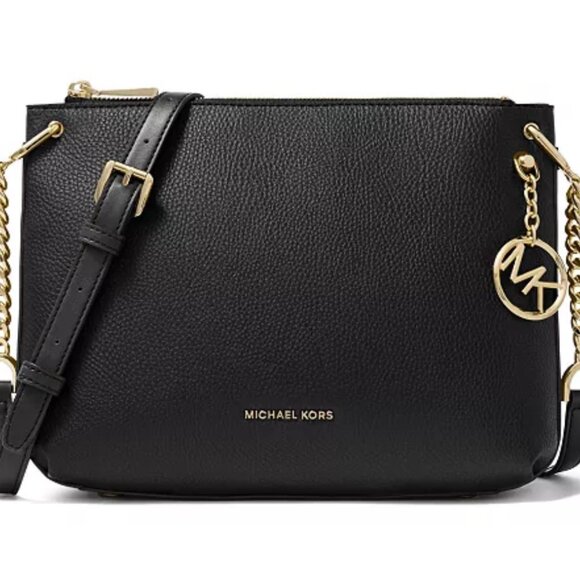 Michael Kors Lillie Black Classic Chain Strap Leather Crossbody Messenger Bag - Picture 9 of 9